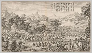 Chinese Military History Prints: Receiving Surrender from the Eli…, c