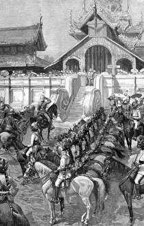 Reception of General Roberts in Mandalay at the east gate of the palace, Burma, 1887.Artist: A Forestier Reception of General Roberts in Mandalay at the east gate of the palace, Burma, 1887.Artist: A Forestier