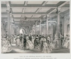 Victorian Era Royal Visits Prints: Reception for the Sultan of Turkey, Guildhall, City of London, 1867