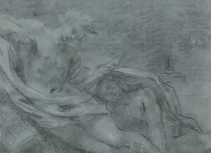 Black Chalk Artwork Prints: Two Reclining Figures [verso]. Creator: Unknown