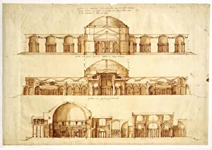 Andrea Palladio Designs Prints: Reconstruction project of the Baths of Agrippa