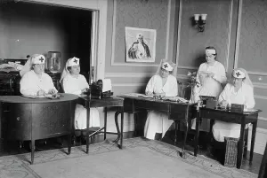 World War I Home Front Prints: Red Cross workers, between c1915 and c1920. Creator: Bain News Service