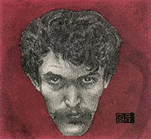 Red Self-Portrait, 1897. Artist: Hlavacek, Karel (1874-1898) Red Self-Portrait, 1897. Artist: Hlavacek, Karel (1874-1898)
