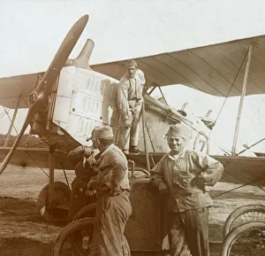 Refuelling Biplane Print, WWI Era (c1914-c1918)