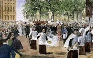Reign of Alphonse XII, procession of San Isidro, to ask for rain and peace, drawing by M Reign of Alphonse XII, procession of San Isidro, to ask for rain and peace, drawing by M