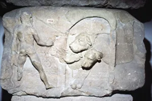 Relief from mausoleum of Hercules chaining Cerberus, c2nd century Relief from mausoleum of Hercules chaining Cerberus, c2nd century