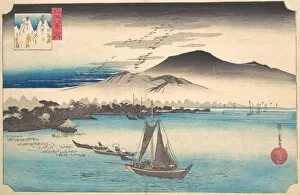 Japanese Coastal Scenery Prints: Returning Geese at Katada, ca. 1832. ca. 1832. Creator: Ando Hiroshige