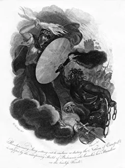 Revolutionary Fury and Britannia, 1814.Artist: I Brown Revolutionary Fury and Britannia, 1814.Artist: I Brown