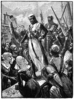 Richard I, Coeur de Lion landing at Sandwich, 14 March 1194, (c1880). Artist: William Heysham Overend Richard I, Coeur de Lion landing at Sandwich, 14 March 1194, (c1880). Artist: William Heysham Overend