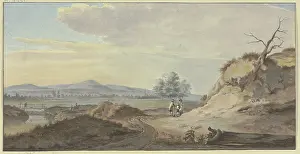 Dutch Landscape Painting Prints: On the right, a sandy slope with a withered tree