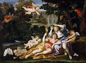 Louvre Collection Images Prints: Rinaldo presents Armida with a mirror. Artist: Domenichino (1581-1641)