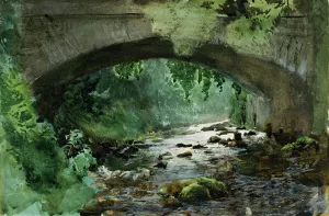 Realism Fine Art Images Prints: River under Old Stone Bridge