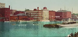 Vintage Boat Images Prints: Across the river, Oswego, ca 1900. Creator: Unknown