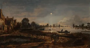 Dutch Countryside Landscapes Prints: River View by Moonlight, c.1650-c.1655. Creator: Aert van der Neer