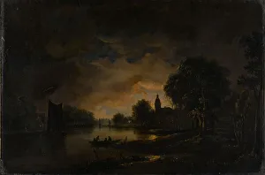 Moonlit River View Print, Manner of Aert van der Neer