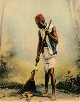 Indian Road Sweeper Print, Early 20th Century
