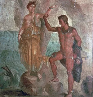 Roman wall-painting from the House of the Dioscuri in Pompeii, 1st century Roman wall-painting from the House of the Dioscuri in Pompeii, 1st century