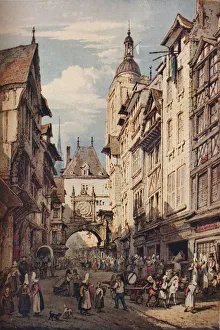 Rue De La Grosse Horloge, Rouen, 1821. Artist: Henry Edridge Rue De La Grosse Horloge, Rouen, 1821. Artist: Henry Edridge