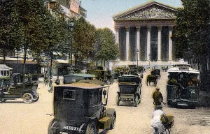 Rue Royale and the Madeleine, Paris, with cars and a motorbus on the street, c1900 Rue Royale and the Madeleine, Paris, with cars and a motorbus on the street, c1900