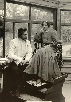 Russian author Leonid Andreyev with his wife, early 20th century. Artist: Karl Karlovich Bulla Russian author Leonid Andreyev with his wife, early 20th century. Artist: Karl Karlovich Bulla