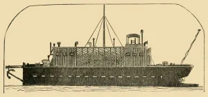 Monochrome Water Transport Prints: Russian Convict Ship, 1881. Creator: Unknown