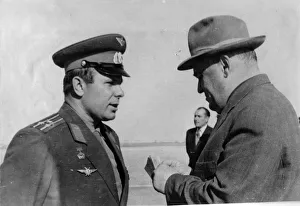 Russian cosmonaut Yuri Gagarin and rocket engineer Sergey Korolyov, 1961 Russian cosmonaut Yuri Gagarin and rocket engineer Sergey Korolyov, 1961