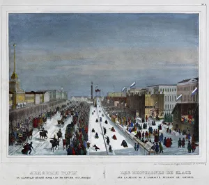 Russian Ice Mountain on the Admiralty Square in St. Petersburg, 1850s Russian Ice Mountain on the Admiralty Square in St. Petersburg, 1850s