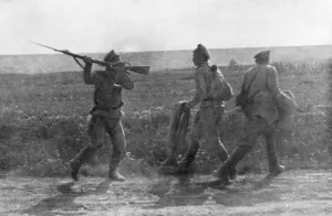 Russian soldier assaulting his retreating comrade, Ternopil, Ukraine, First World War Russian soldier assaulting his retreating comrade, Ternopil, Ukraine, First World War