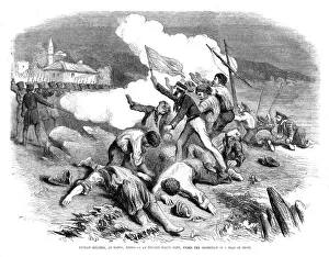 Russian soldiers firing on an English boats crew, under the protection of a flag of truce, 1855 Russian soldiers firing on an English boats crew, under the protection of a flag of truce, 1855