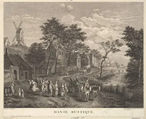 Black And White Rural Scene Prints: Rustic Dance (Danse Rustique). Creators: Robert Daudet, Carl Wilhelm Weisbrod