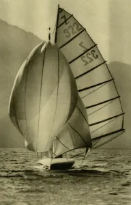 Austrian Lake Scenery Prints: Sailing on the Attersee, Upper Austria, c1935. Creator: Unknown