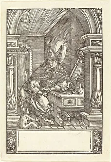 Saint Augustine Print by Hans Springinklee, 16th Century