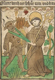 Saint Bernard Vanquishing the Devil, 15th century Print