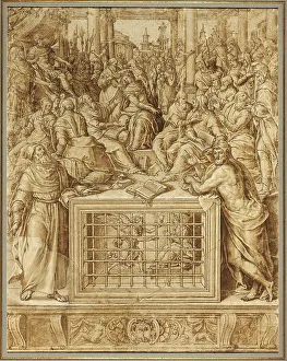 Renaissance Era Illustrations Prints: Saint Catherine Disputing with the Philosophers, 1562/63. Creator: Livio Agresti da Forlì