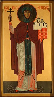 Bible Inspired Art Pieces Prints: Saint Eupraxia, Princess of Pskov. Artist: Russian icon
