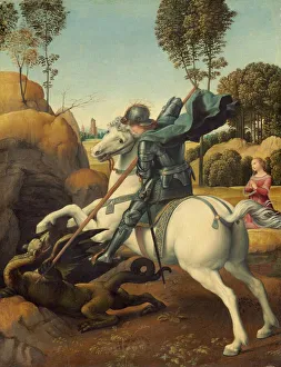 Saint George and the Dragon, c. 1506. Creator: Raphael Saint George and the Dragon, c. 1506. Creator: Raphael