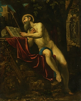 Oil On Canvas Artwork Italy Prints: Saint Jerome, around 1600. Creator: Unknown