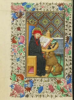 Saint Jerome in His Study; Book of Hours Print, 1430-1440