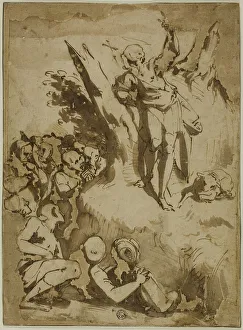 Black And White Drawings Italy Prints: Saint John the Baptist Preaching, c.1584. Creator: Luca Cambiaso