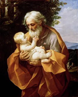 Saint Joseph with Infant Christ, 1620s. Artist: Guido Reni Saint Joseph with Infant Christ, 1620s. Artist: Guido Reni