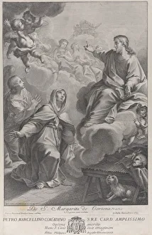 Saint Margarita of Cortona, kneeling before Christ, after Pietro Andrea Pucciardi... ca Saint Margarita of Cortona, kneeling before Christ, after Pietro Andrea Pucciardi... ca