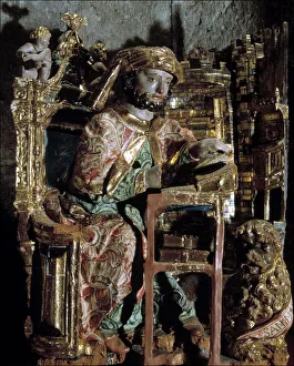 Saint Mark, detail of a Romanesque altarpiece of the 16th century Saint Mark, detail of a Romanesque altarpiece of the 16th century