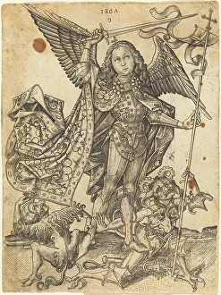 Archangel Saint Michael Prints: Saint Michael Defeating the Devils, 1467. Creator: Master ES