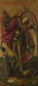 Archangel Michael Artwork Prints: Saint Michael Triumphs over the Devil, 1468. Artist: Bermejo, Bartolome (1440-1498)