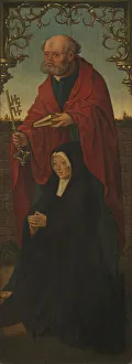 Netherlandish Oil Paintings Prints: Saint Peter and a Donor; Saint Thomas (reverse), 1520 / 25. Creators: Jacob Cornelisz