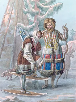Samoyeds, Russia, 19th century. Artist: Coqueret Samoyeds, Russia, 19th century. Artist: Coqueret