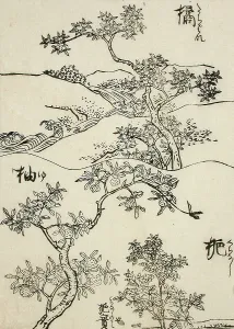 Ryuryukyo Shinsai's Tree Types Print, 19th century