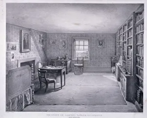 Black And White Literature Images Prints: Samuel Taylor Coleridges study in Highgate, Haringey, London, c1835