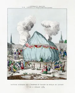 Satirical engraving on the fire of the balloon of Miolan and Janinet 1784 (1887) Satirical engraving on the fire of the balloon of Miolan and Janinet 1784 (1887)