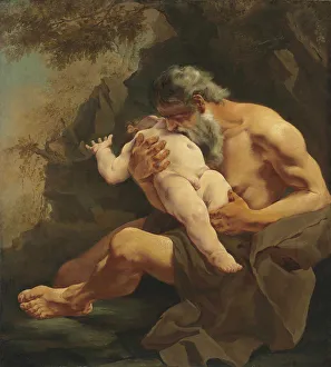 Allegory And Literature In Art Prints: Saturn devouring his son. Creator: Lama, Giulia (1681-1747)
